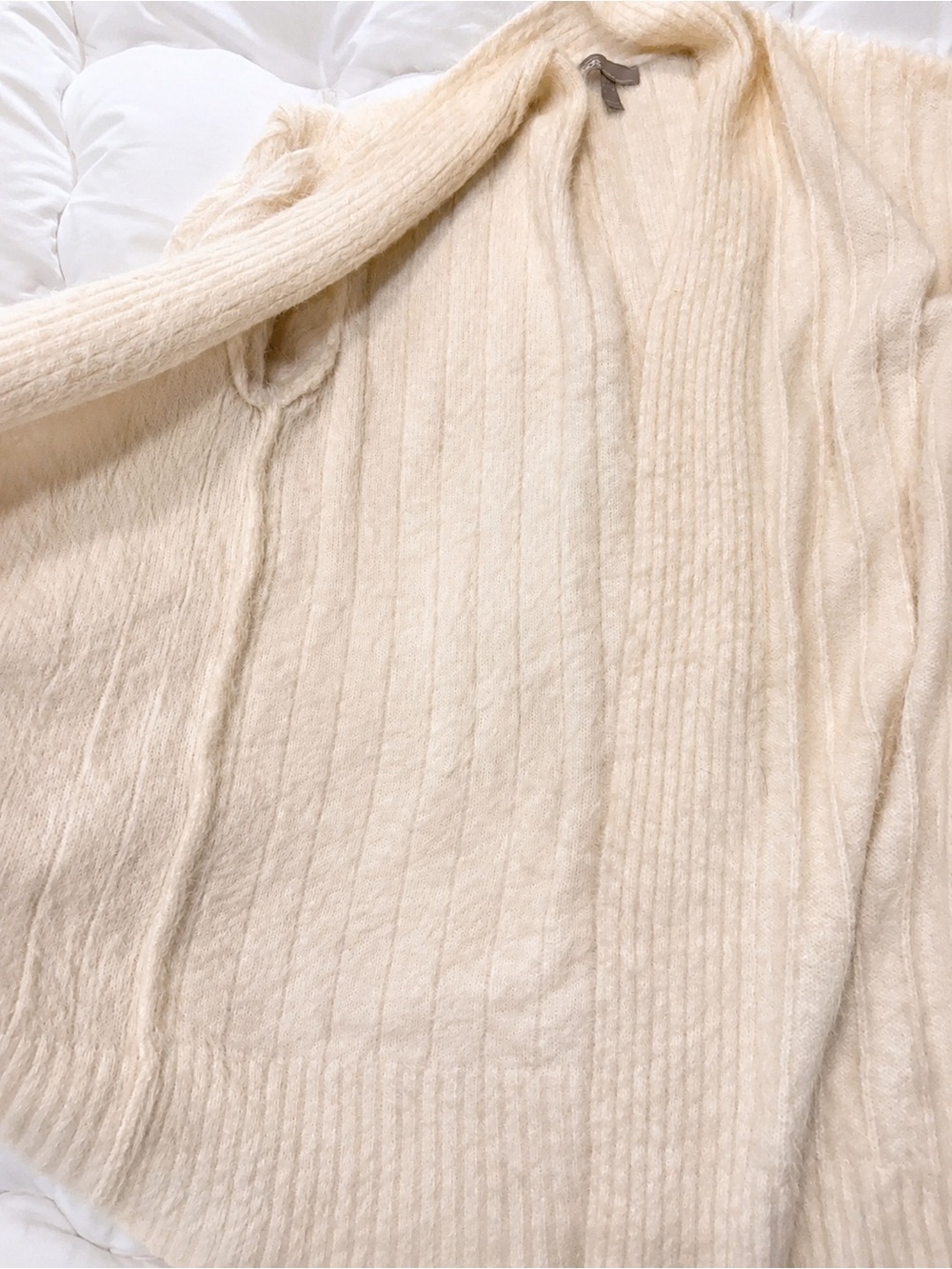 ASOS Super Soft Fuzzy Open Front Ribbed Cardigan Sweater Size 2 - Picture 3 of 4
